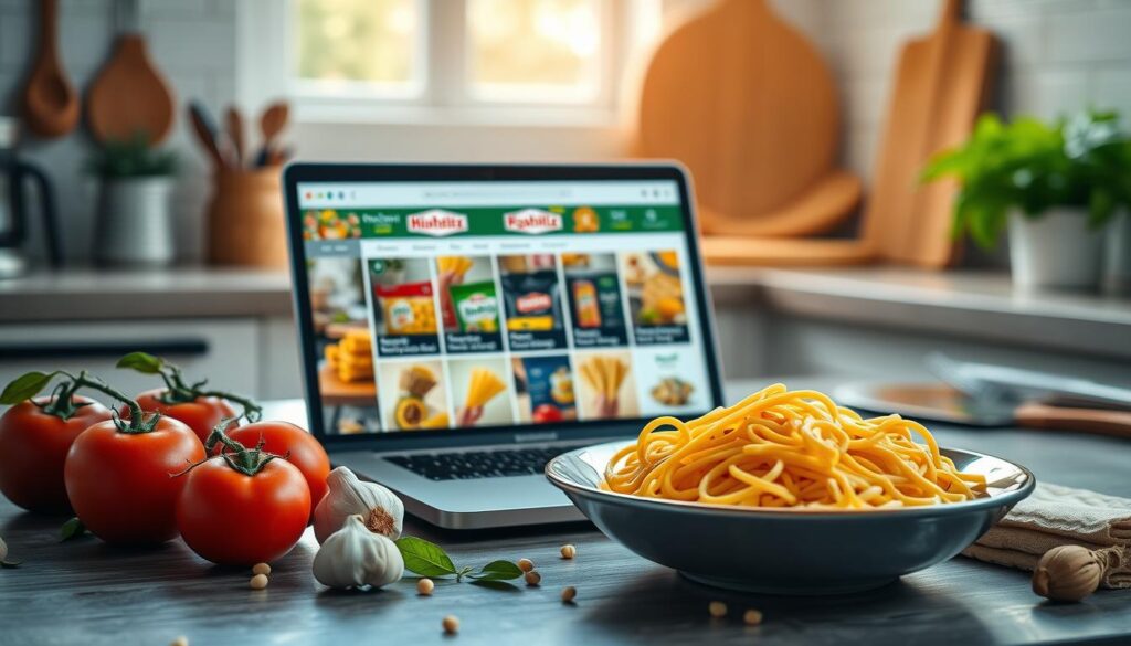 Close-up of Minnetronix Italian pasta garnished with fresh herbs and served with a rich tomato sauce.