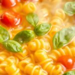 Cavatappi pasta in a creamy cheese sauce, garnished with fresh parsley and served in a white bowl on a rustic wooden table.