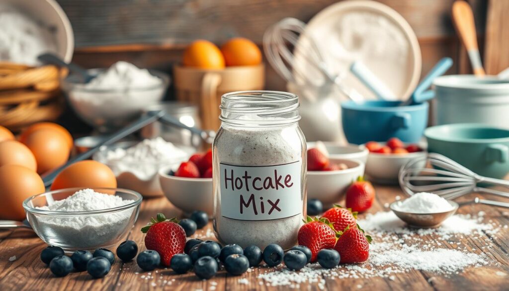 Homemade hotcake mix in a bowl, ready to be used for a delicious breakfast.