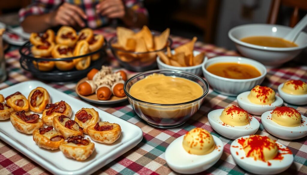 Close-up of a crunchy and sweet white trash recipe served in a festive bowl.